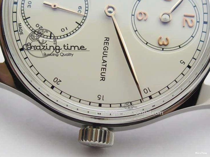 MIROTIME 0427 Sustainable Portuguese IW5444 SS White Dial RG Numbers On Brown Leather Strap A 7256